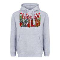 Heather Grey Love is wild Valentine's Day Heavyweight Hoodie - HowdyJamesFarm
