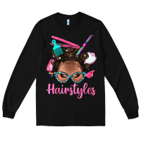 Black Afro Bantu Knots Hairstyles Messy Bun With Clasp Bbs Long Sleeve Tee - BundleAndBundleShop