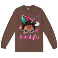 Chestnut Afro Bantu Knots Hairstyles Messy Bun With Clasp Bbs Long Sleeve Tee - BundleAndBundleShop