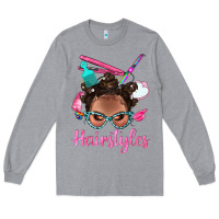 Heather Grey Afro Bantu Knots Hairstyles Messy Bun With Clasp Bbs Long Sleeve Tee - BundleAndBundleShop
