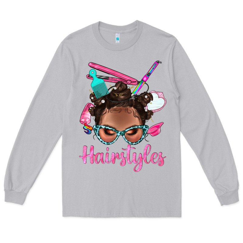 Afro Bantu Knots Hairstyles Messy Bun With Clasp Bbs Long Sleeve Tee by BundleAndBundleShop | Teevron