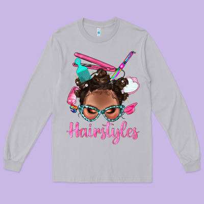 Afro Bantu Knots Hairstyles Messy Bun With Clasp Bbs Long Sleeve Tee Designed By Bundleandbundleshop