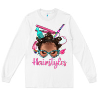 White Afro Bantu Knots Hairstyles Messy Bun With Clasp Bbs Long Sleeve Tee - BundleAndBundleShop