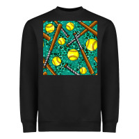 Black softball bat with leopard and glitter seamless pattern Heavyweight Sweatshirt - BundleAndBundleShop