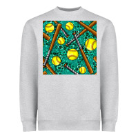 Heather Grey softball bat with leopard and glitter seamless pattern Heavyweight Sweatshirt - BundleAndBundleShop