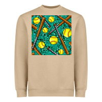 Mushroom softball bat with leopard and glitter seamless pattern Heavyweight Sweatshirt - BundleAndBundleShop