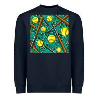 Navy softball bat with leopard and glitter seamless pattern Heavyweight Sweatshirt - BundleAndBundleShop