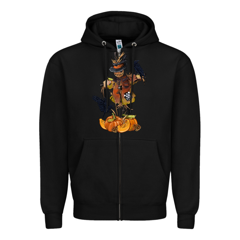 Scarecrow With Pumpkin Zipper Hoodie by texasbilliewilder | Teevron