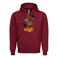 Burgundy Scarecrow with Pumpkin Zipper Hoodie - texasbilliewilder