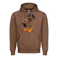 Chestnut Scarecrow with Pumpkin Zipper Hoodie - texasbilliewilder