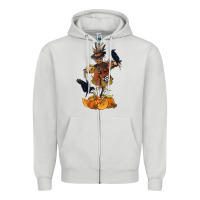 Dove Grey Scarecrow with Pumpkin Zipper Hoodie - texasbilliewilder