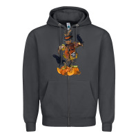 Smoke Scarecrow with Pumpkin Zipper Hoodie - texasbilliewilder