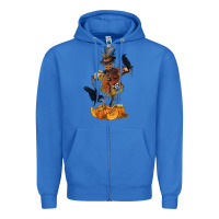 True Royal Scarecrow with Pumpkin Zipper Hoodie - texasbilliewilder