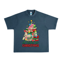 Midnight Navy christmas book tree Urban Heavy Tee - MaliasSmallBusiness
