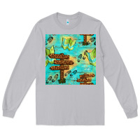 Moon Dust Wooden Signboard And Gamping Map Seamless Pattern Long Sleeve Tee - BundleAndBundleShop