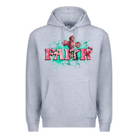 Heather Grey faith breast cancer Premium Hoodie - CowGirlArtShop