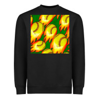 Black softball fire ball seamless pattern Heavyweight Sweatshirt - BundleAndBundleShop