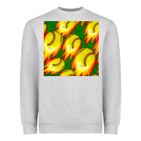 Softball Fire Ball Seamless Pattern Heavyweight Sweatshirt | Teevron