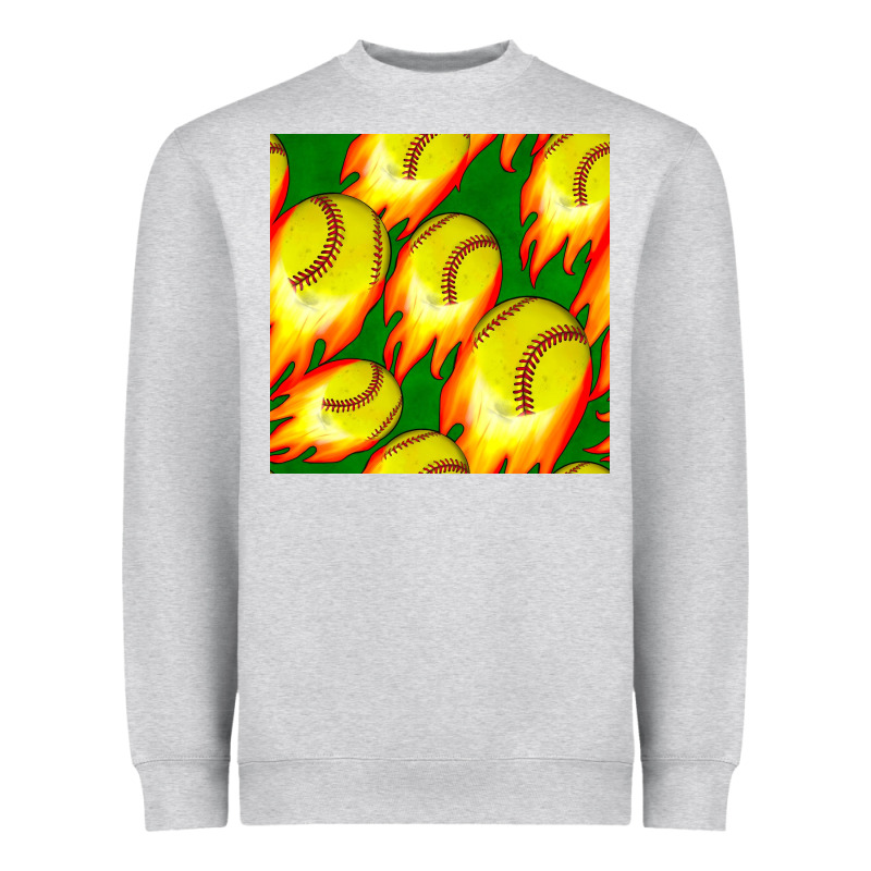 Softball Fire Ball Seamless Pattern Heavyweight Sweatshirt by BundleAndBundleShop | Teevron