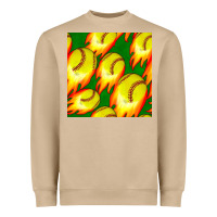Mushroom softball fire ball seamless pattern Heavyweight Sweatshirt - BundleAndBundleShop