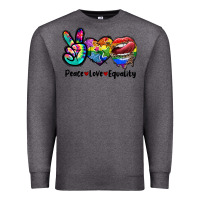 Charcoal Heather Peace love equality LGBT+ Premium Sweatshirt - CowGirlArtShop