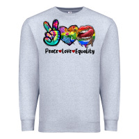 Heather Grey Peace love equality LGBT+ Premium Sweatshirt - CowGirlArtShop