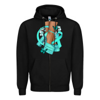 Black Ovarian Cancer diva teal ribbon Zipper Hoodie - NancyCooperArtShop
