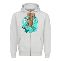 Dove Grey Ovarian Cancer diva teal ribbon Zipper Hoodie - NancyCooperArtShop