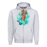 Heather Grey Ovarian Cancer diva teal ribbon Zipper Hoodie - NancyCooperArtShop