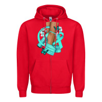 Red Ovarian Cancer diva teal ribbon Zipper Hoodie - NancyCooperArtShop