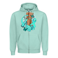 Seafoam Ovarian Cancer diva teal ribbon Zipper Hoodie - NancyCooperArtShop