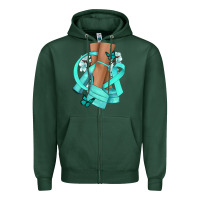 Sports Green Ovarian Cancer diva teal ribbon Zipper Hoodie - NancyCooperArtShop