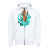 White Ovarian Cancer diva teal ribbon Zipper Hoodie - NancyCooperArtShop