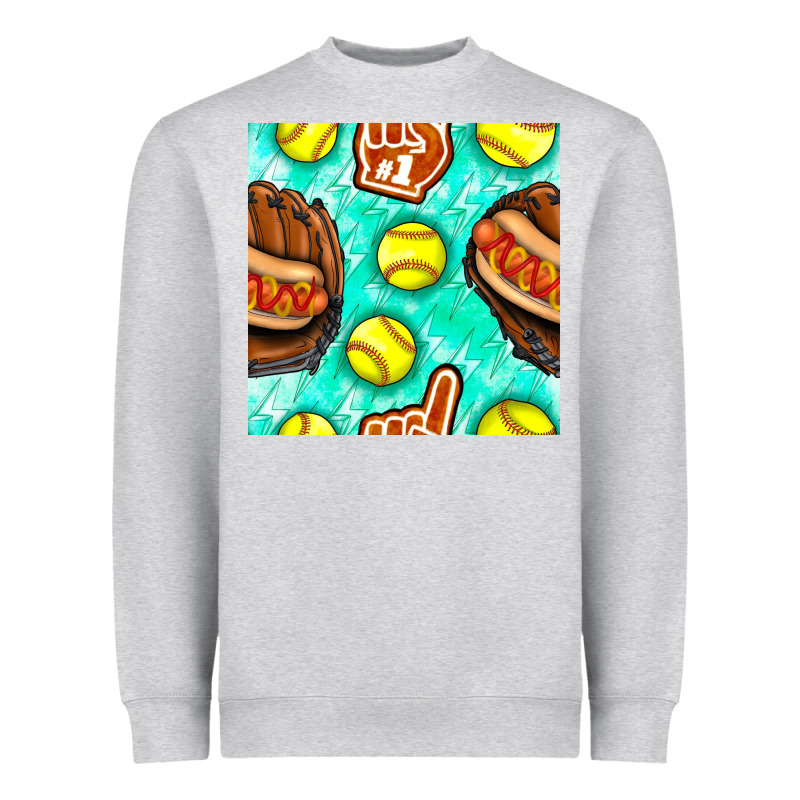 Softball Glove And Hotdog Seamless Pattern Heavyweight Sweatshirt by BundleAndBundleShop | Teevron