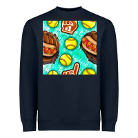 Navy softball glove and hotdog seamless pattern Heavyweight Sweatshirt - BundleAndBundleShop