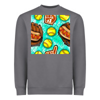 Storm softball glove and hotdog seamless pattern Heavyweight Sweatshirt - BundleAndBundleShop