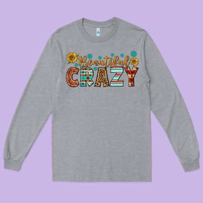 Western Beautiful Crazy Long Sleeve Tee Designed By Bundleandbundleshop