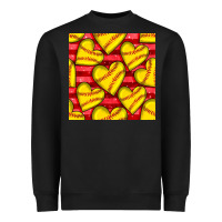 Black softball hearts seamless pattern Heavyweight Sweatshirt - BundleAndBundleShop