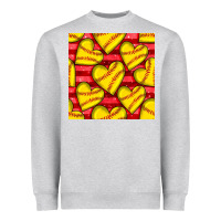 Heather Grey softball hearts seamless pattern Heavyweight Sweatshirt - BundleAndBundleShop