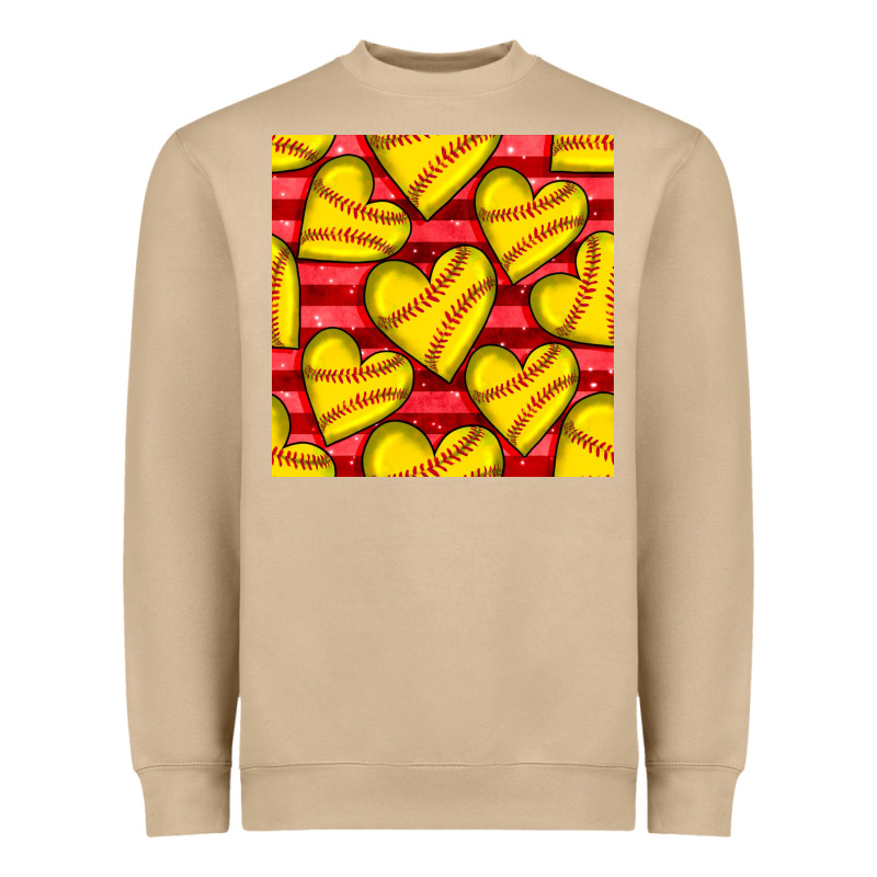 Softball Hearts Seamless Pattern Heavyweight Sweatshirt by BundleAndBundleShop | Teevron