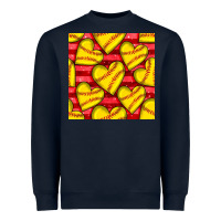 Navy softball hearts seamless pattern Heavyweight Sweatshirt - BundleAndBundleShop