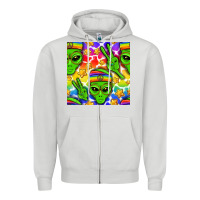 Dove Grey Pride LGBTQ+ aliens and stars with rainbow Zipper Hoodie - NancyCooperArtShop