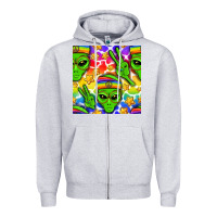 Heather Grey Pride LGBTQ+ aliens and stars with rainbow Zipper Hoodie - NancyCooperArtShop