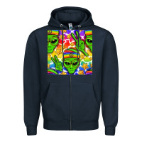 Navy Pride LGBTQ+ aliens and stars with rainbow Zipper Hoodie - NancyCooperArtShop