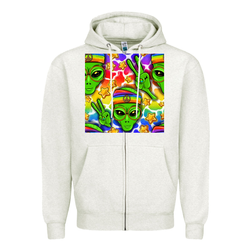 Pride Lgbtq+ Aliens And Stars With Rainbow Zipper Hoodie by NancyCooperArtShop | Teevron