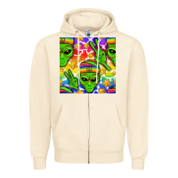 Sandshell Pride LGBTQ+ aliens and stars with rainbow Zipper Hoodie - NancyCooperArtShop
