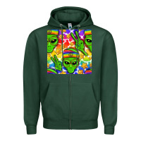 Sports Green Pride LGBTQ+ aliens and stars with rainbow Zipper Hoodie - NancyCooperArtShop
