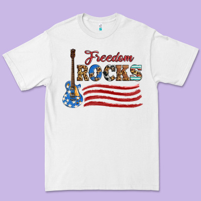 Freedom Rocks With Guitar Premium Tee Designed By Artiststas