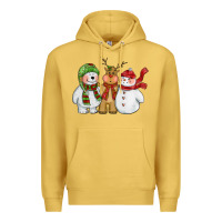 Antique Gold christmas polar bear reindeer and snowman Premium Hoodie - CowGirlArtShop