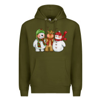 Army Green christmas polar bear reindeer and snowman Premium Hoodie - CowGirlArtShop